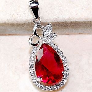 3CT Ruby with White Topaz 925 Silver